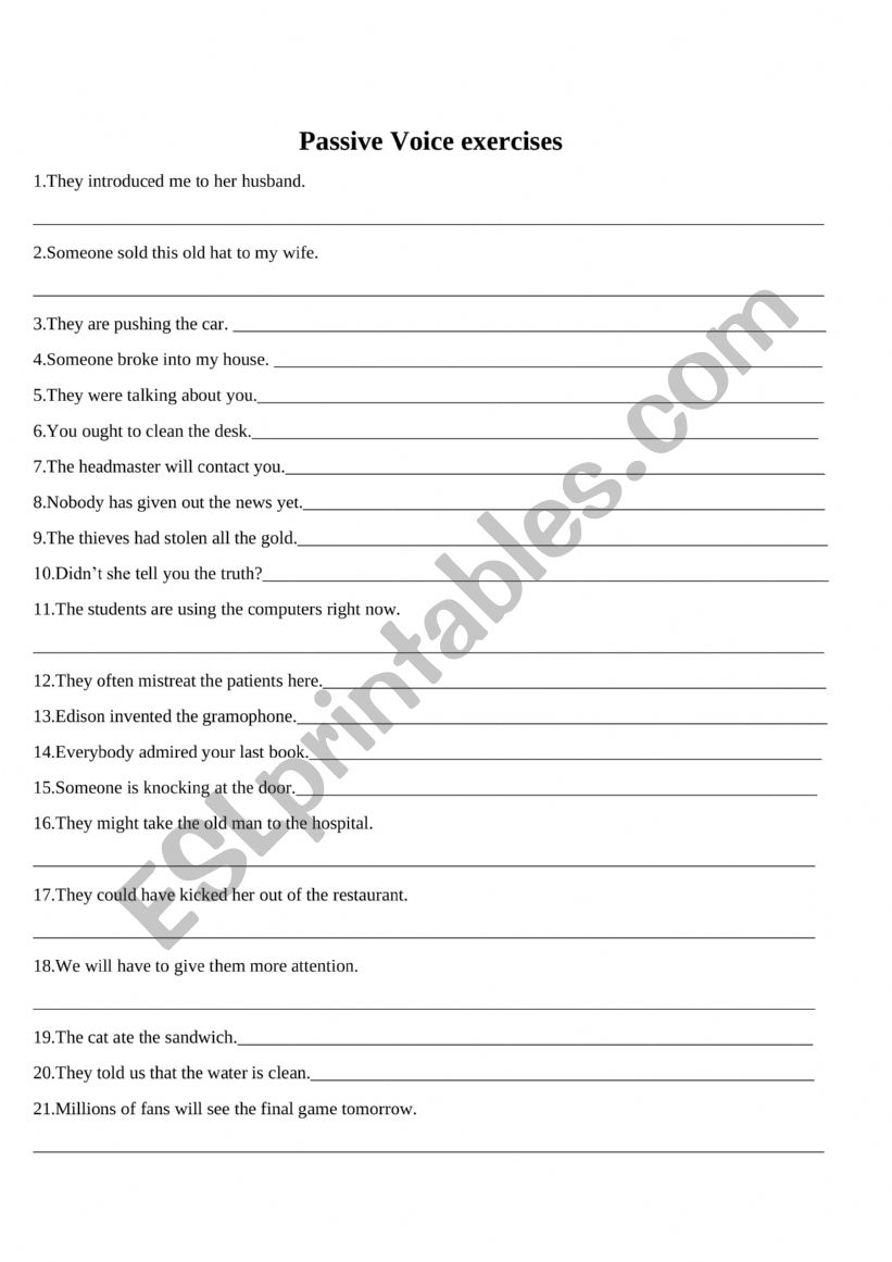 Passive Voice worksheet