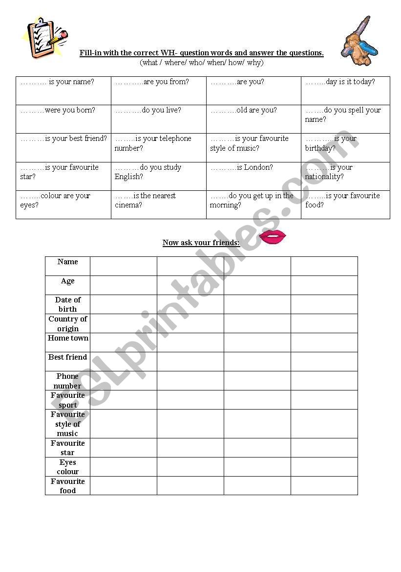 information worksheet worksheet