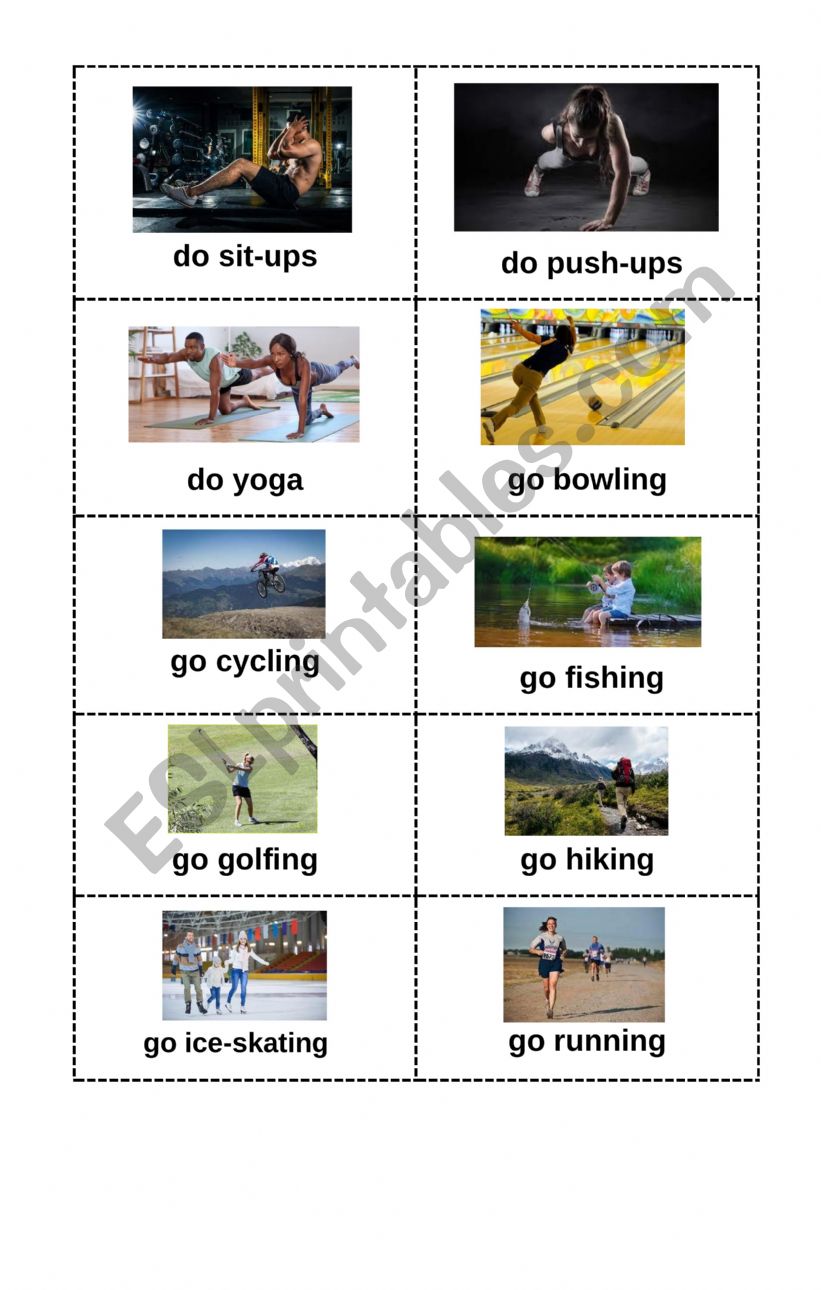 charades using sports worksheet