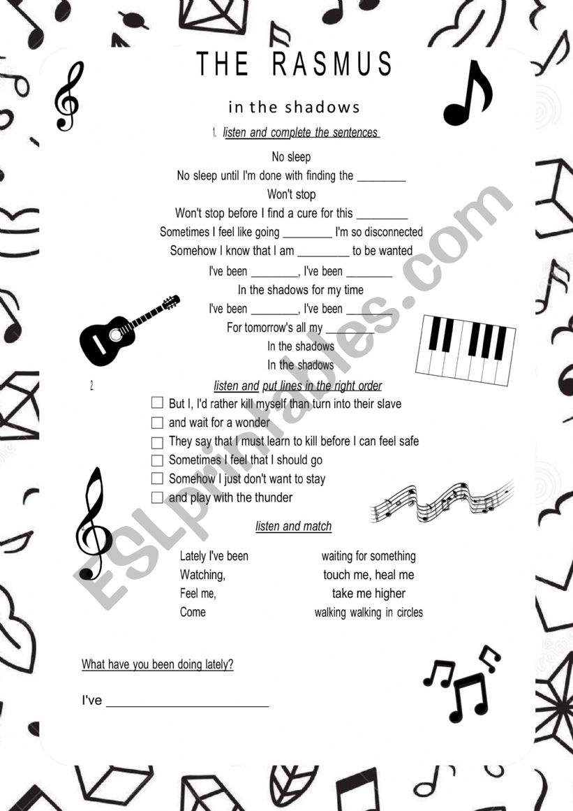 Rasmus - in the shadows worksheet