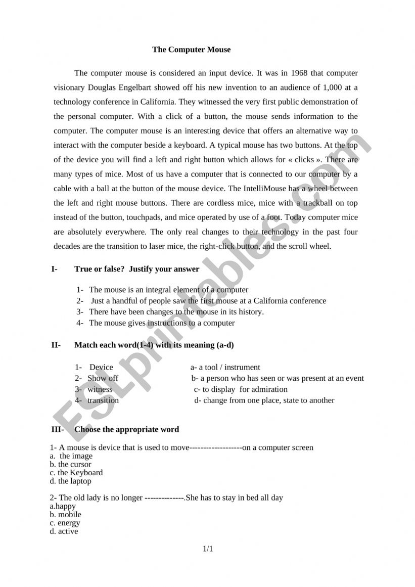 ANGLAIS TECHNIQUE worksheet