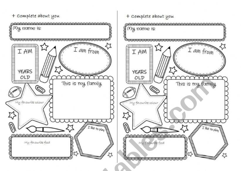 All about me worksheet