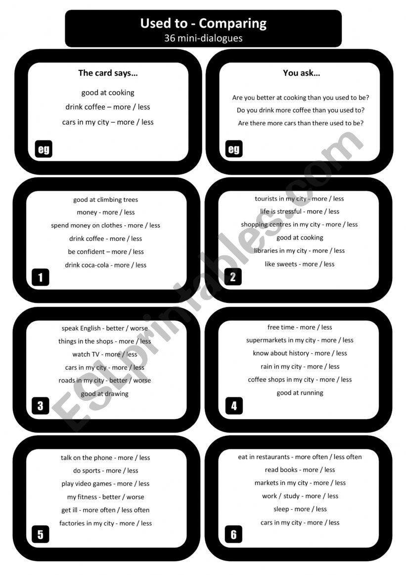 Used to - Comparing worksheet