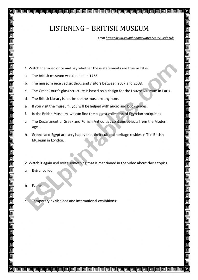 Listening A2 B1 (British Museum)