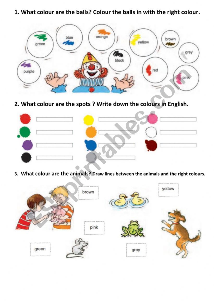 Colours worksheet