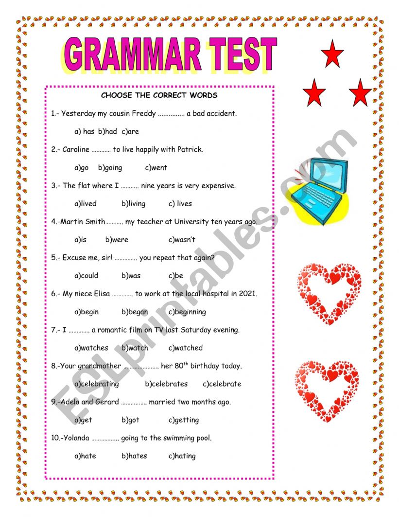 GRAMMAR TEST worksheet