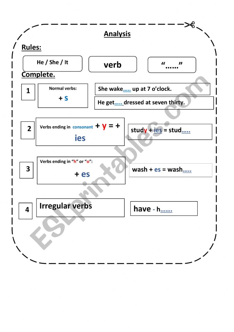 rules third person worksheet