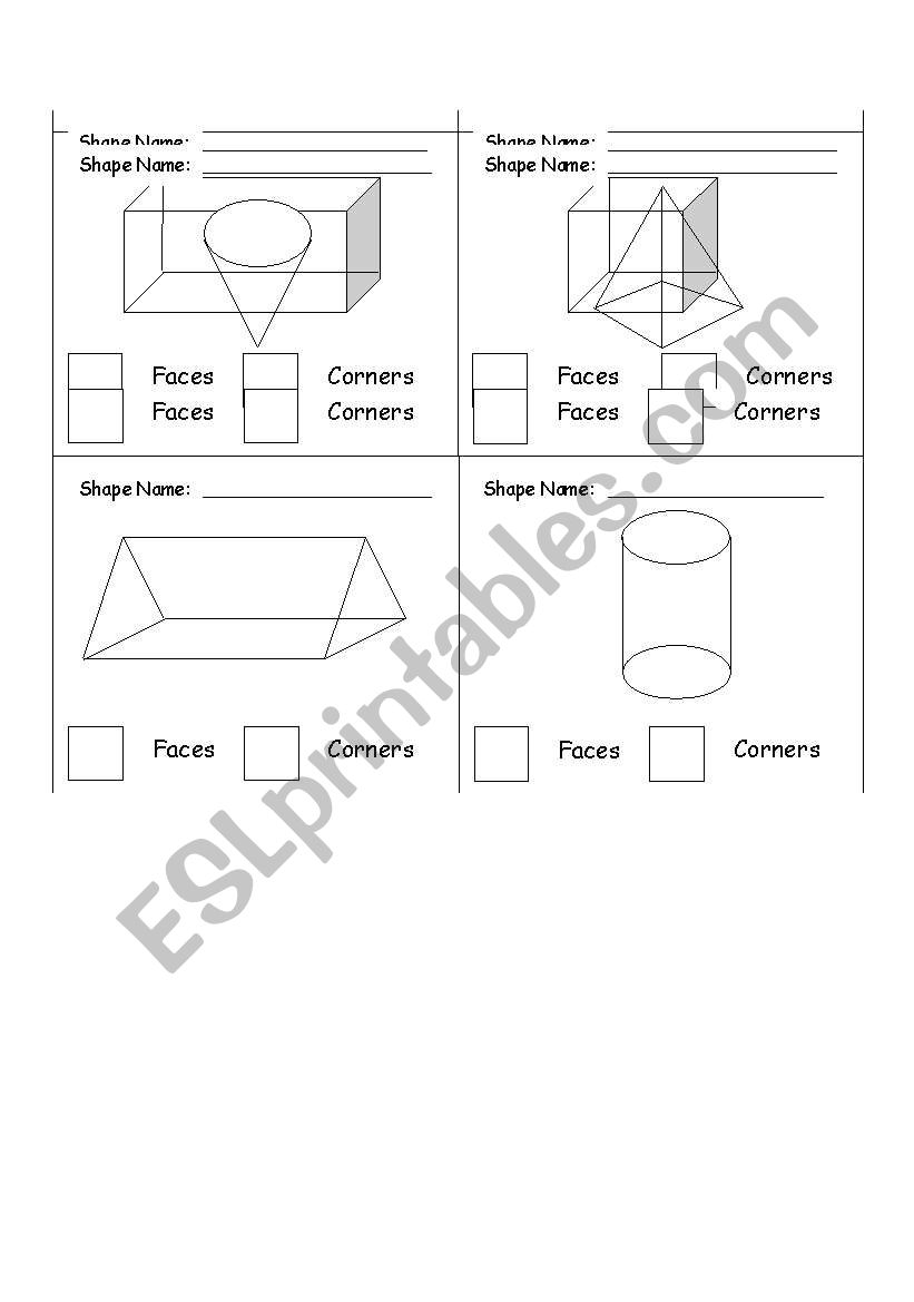 3D Shapes worksheet