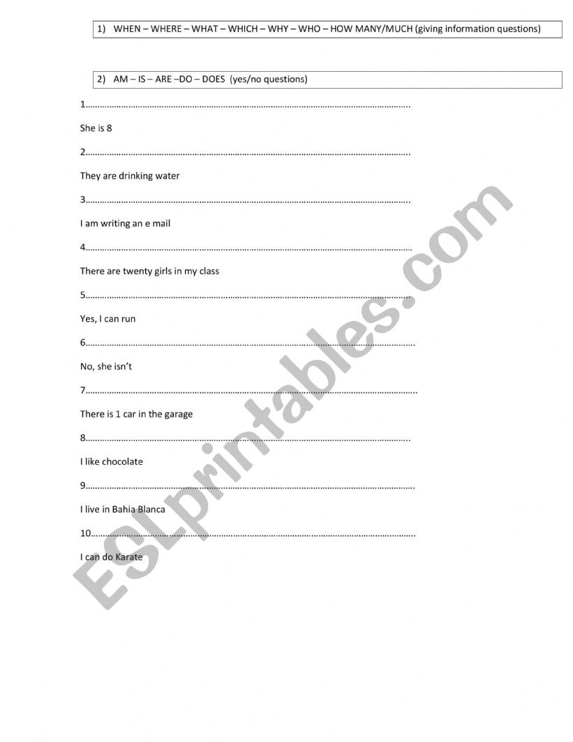 make questions worksheet