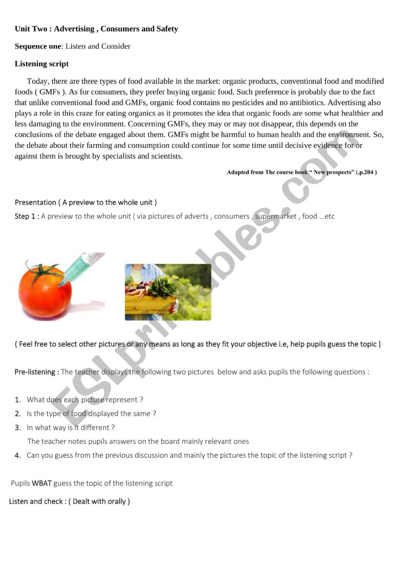 Unit Two : Advertising , Consumers and Safety