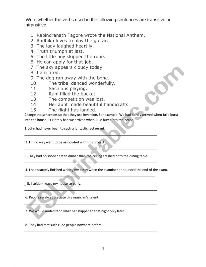 grammar year 8 worksheet