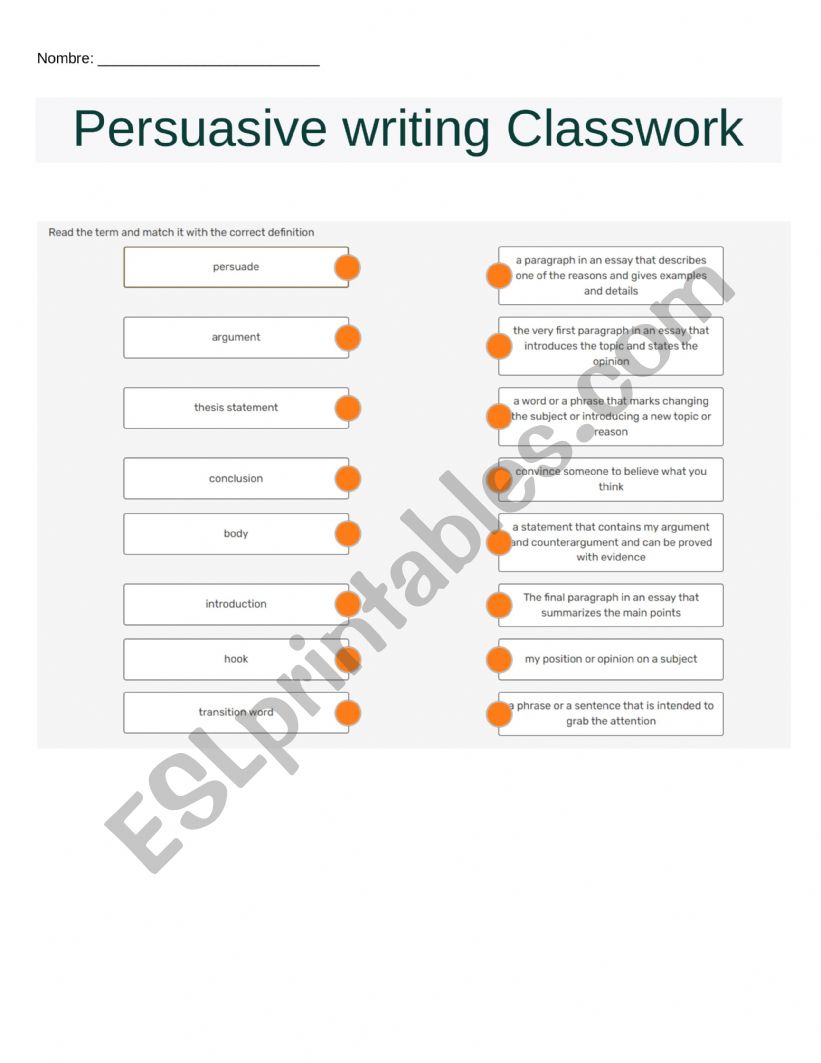 Persuasive Writing  worksheet