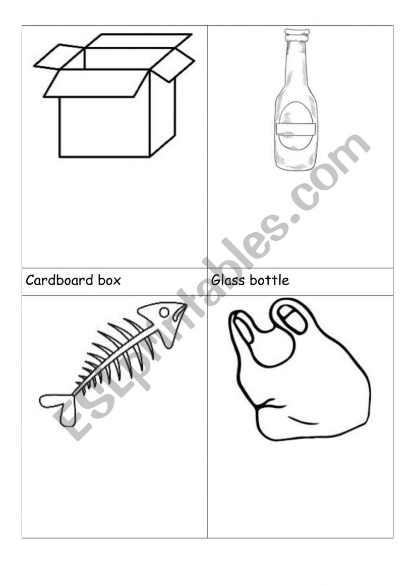 Recycling items worksheet
