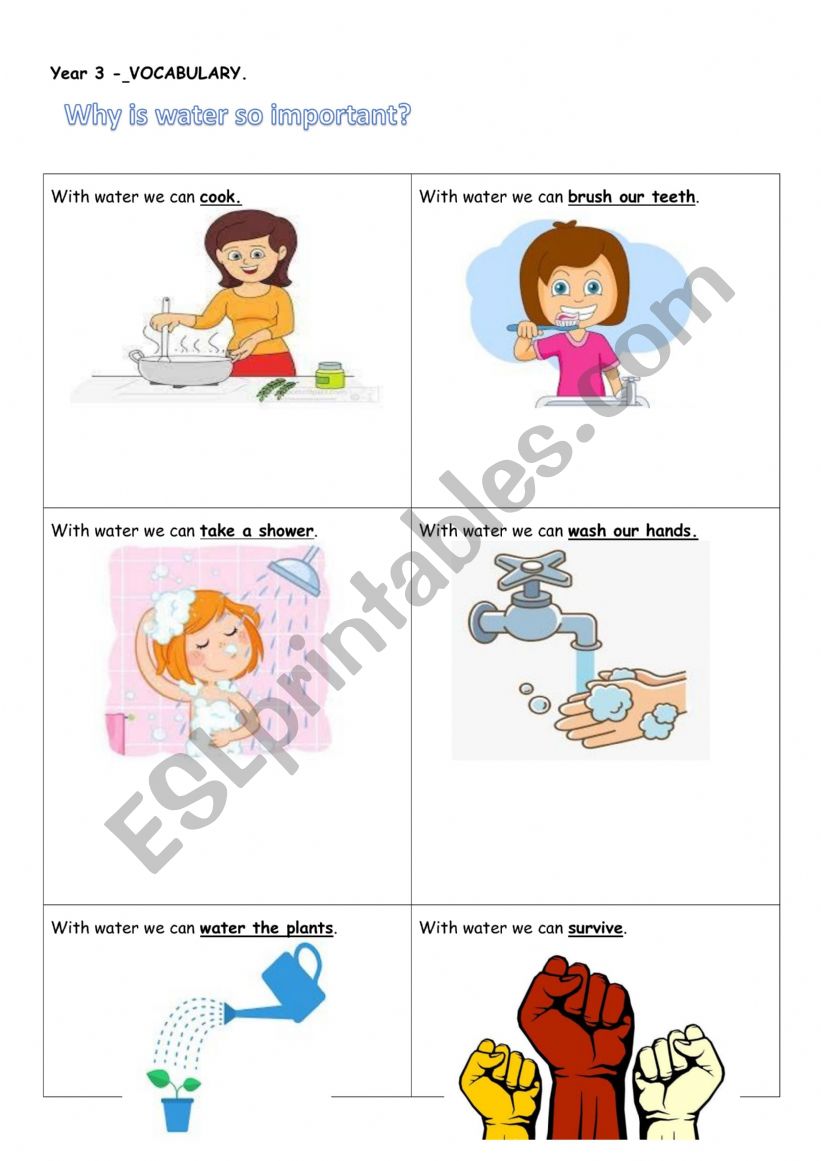 Uses of water worksheet