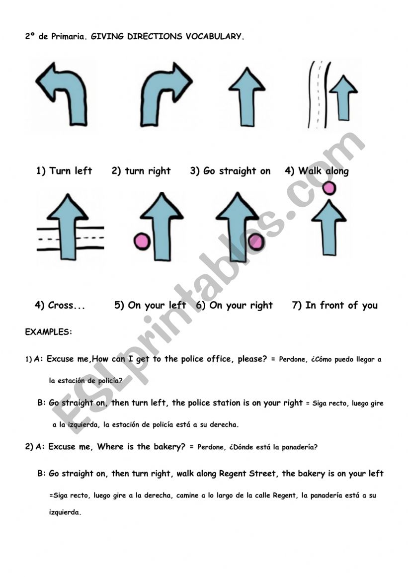 Giving directions worksheet