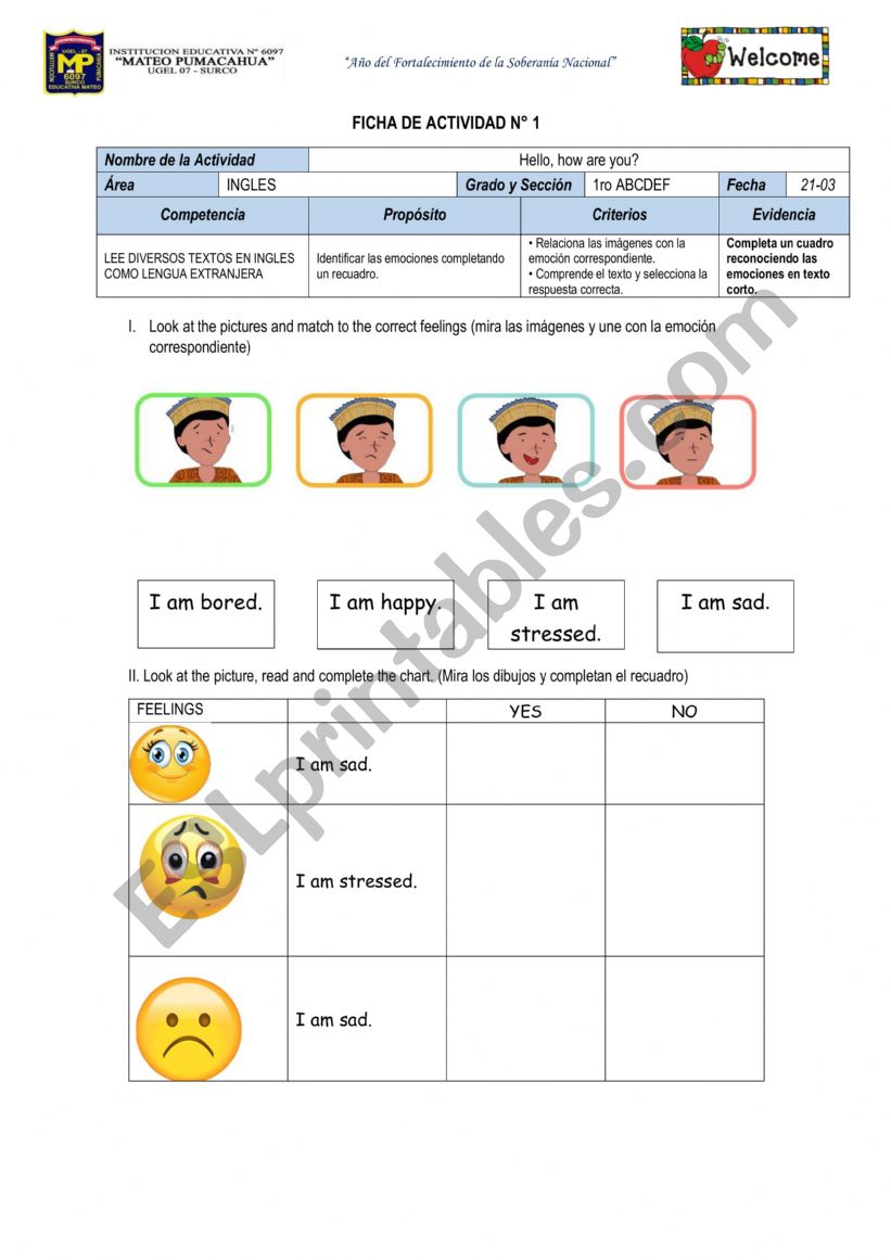 FEELINGS worksheet