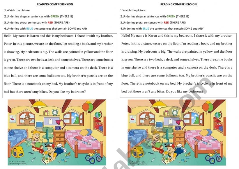 Reading there is are esl worksheet by lorena barr