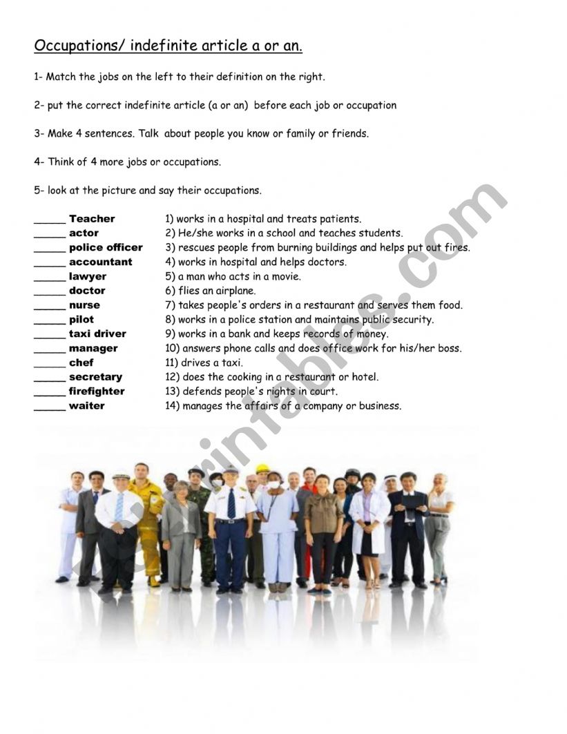 occupations worksheet