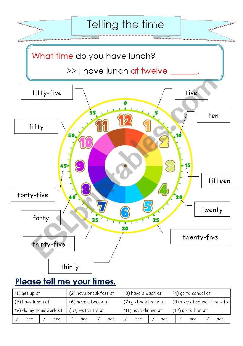 What time do you - ? worksheet