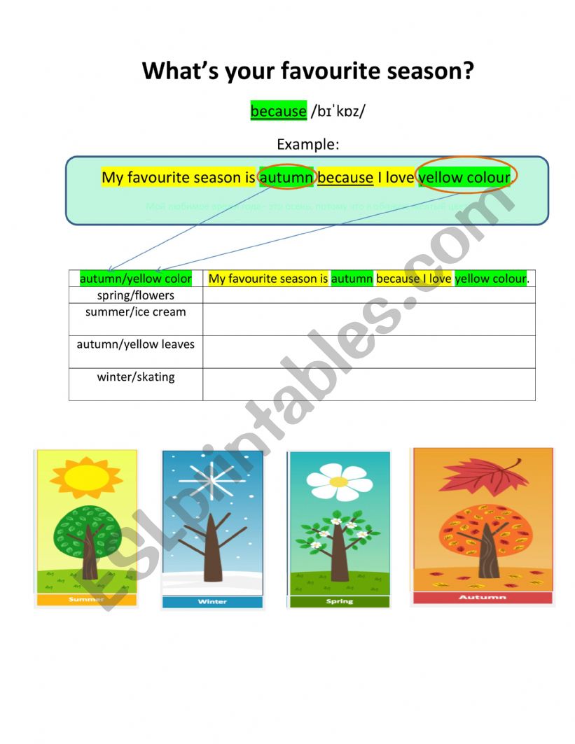 What�s your favorite season worksheet