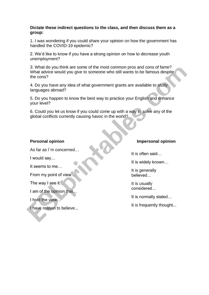 Adults activity worksheet