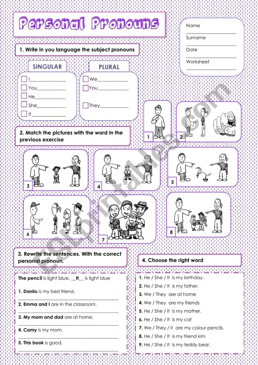 Personal Pronouns  worksheet