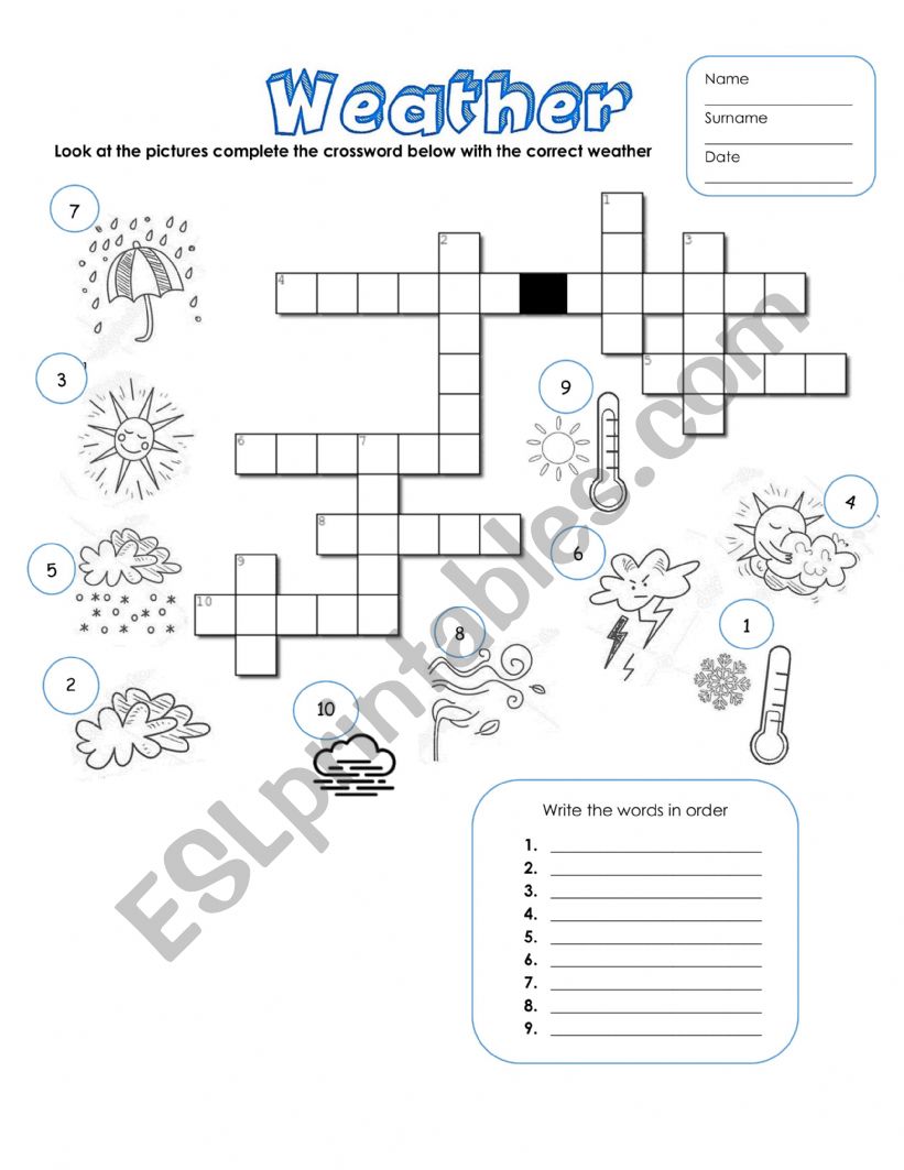 Weather worksheet