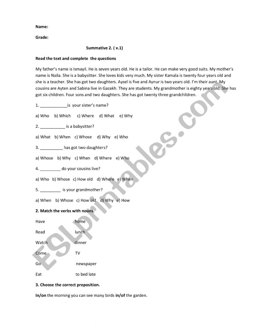 Grammar exercises worksheet