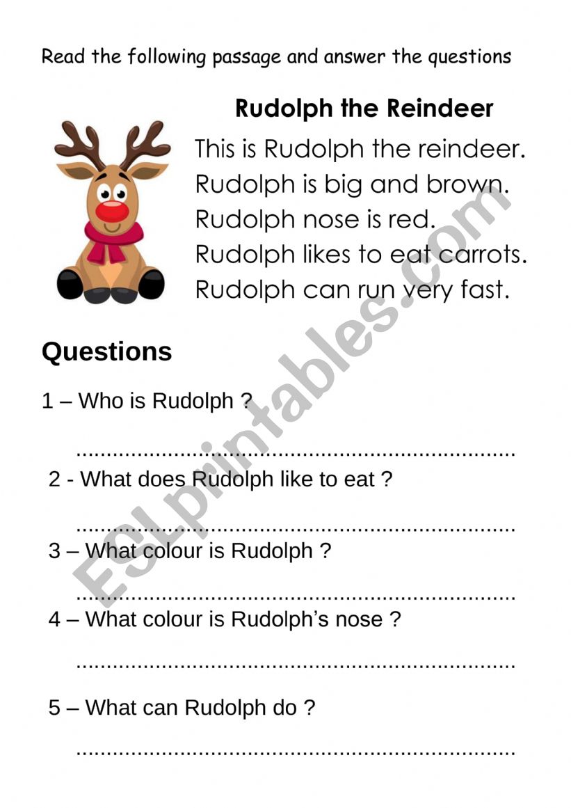 Christmas Comprehension worksheet