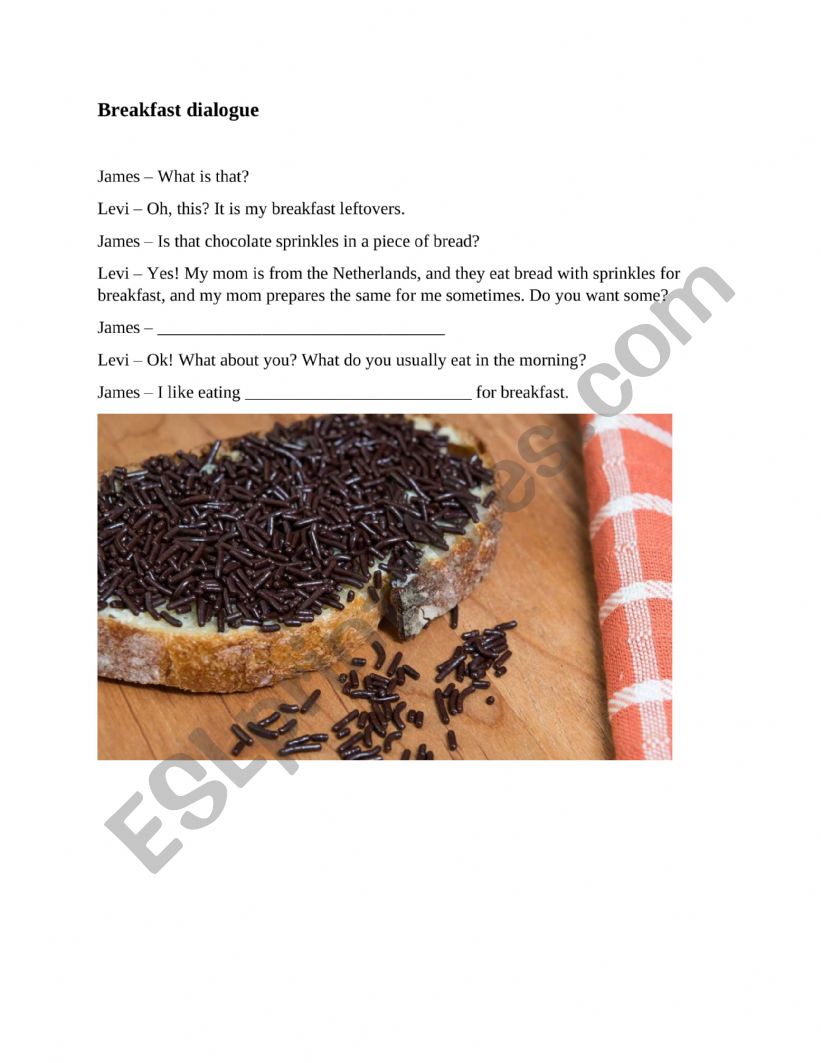 Breakfast Dialogue worksheet