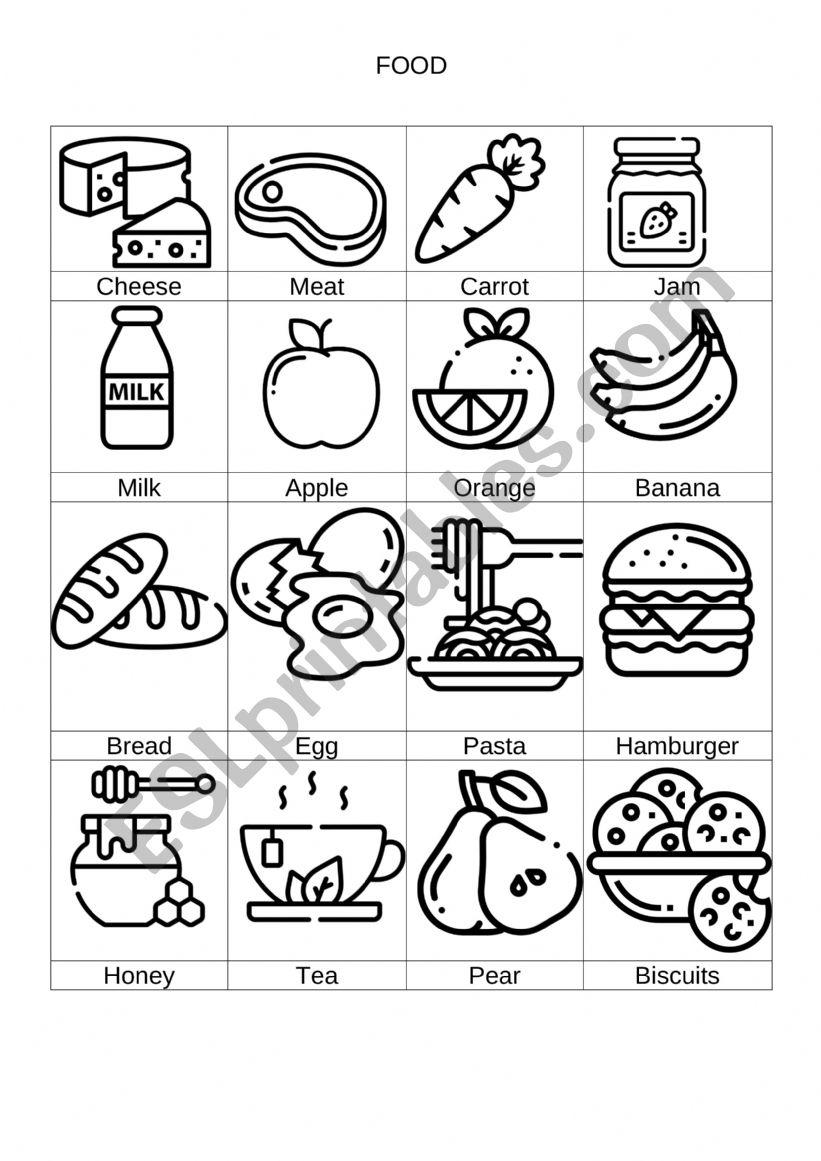 Food pictionary worksheet