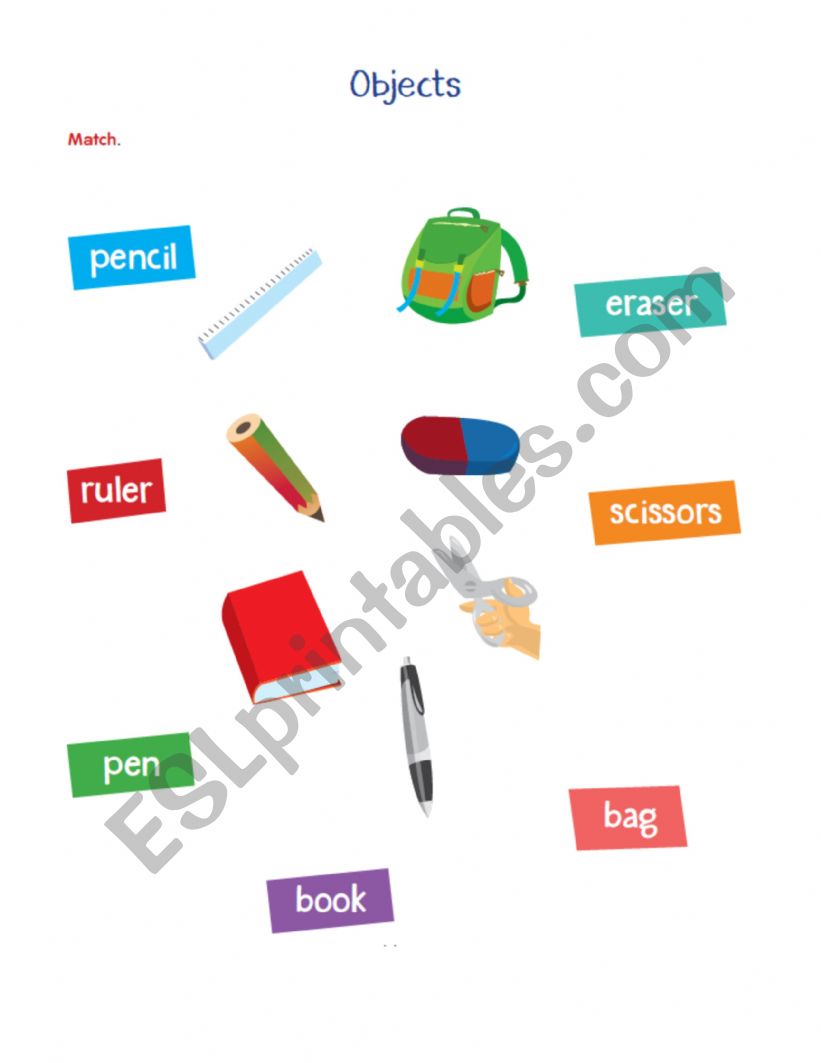 School objects worksheet