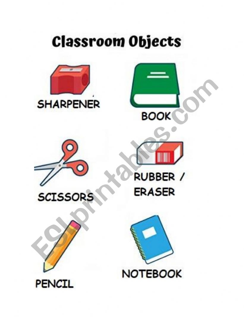 School supplies bingo worksheet