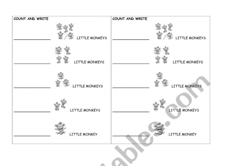 Five Little Monkeys - Count and Write