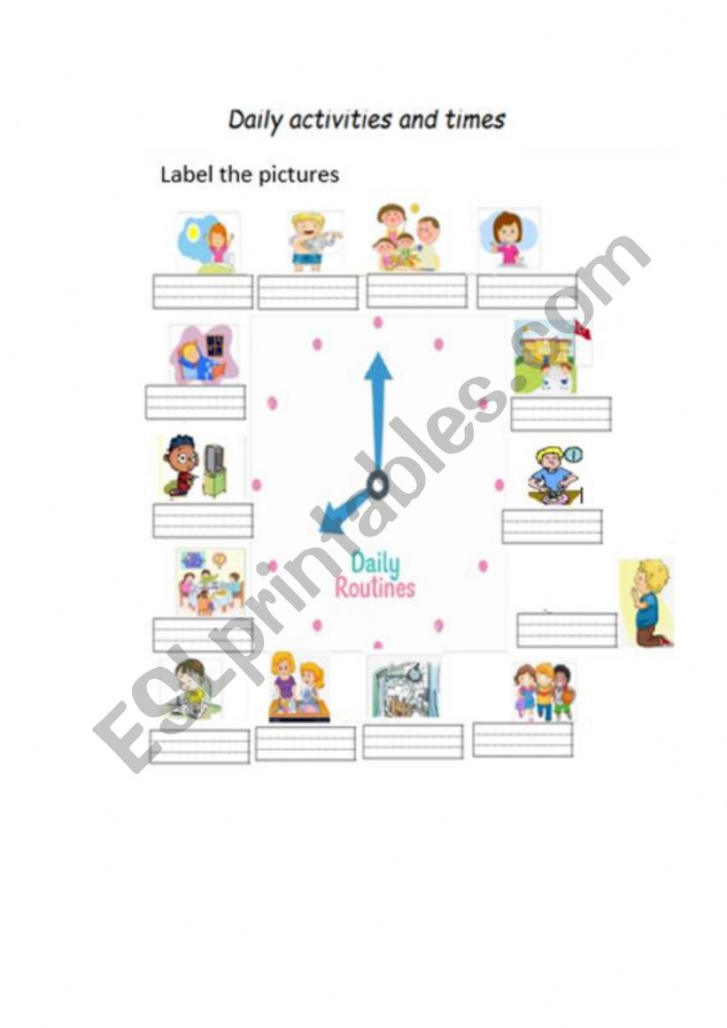 Daily activieties and times worksheet
