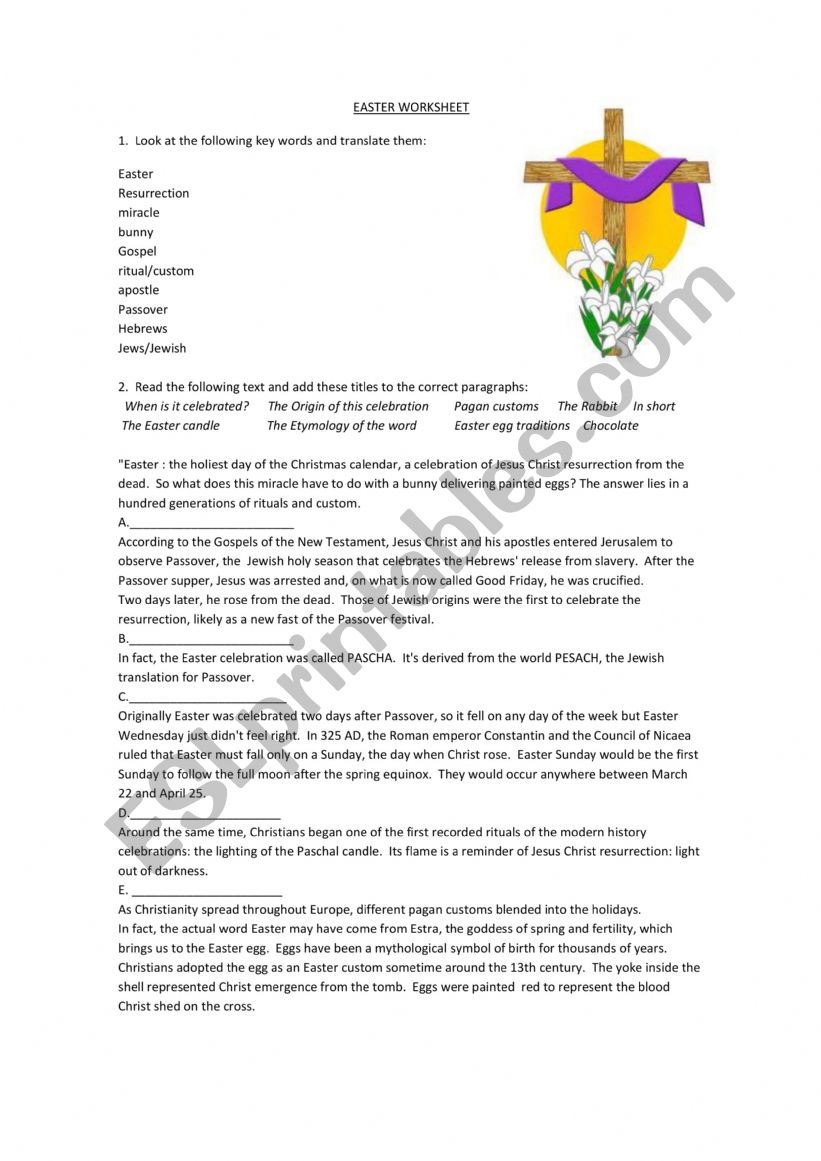 Easter worksheet