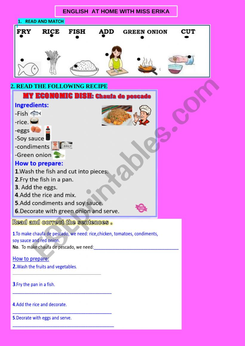 ECONOMIC DISH RECIPE worksheet