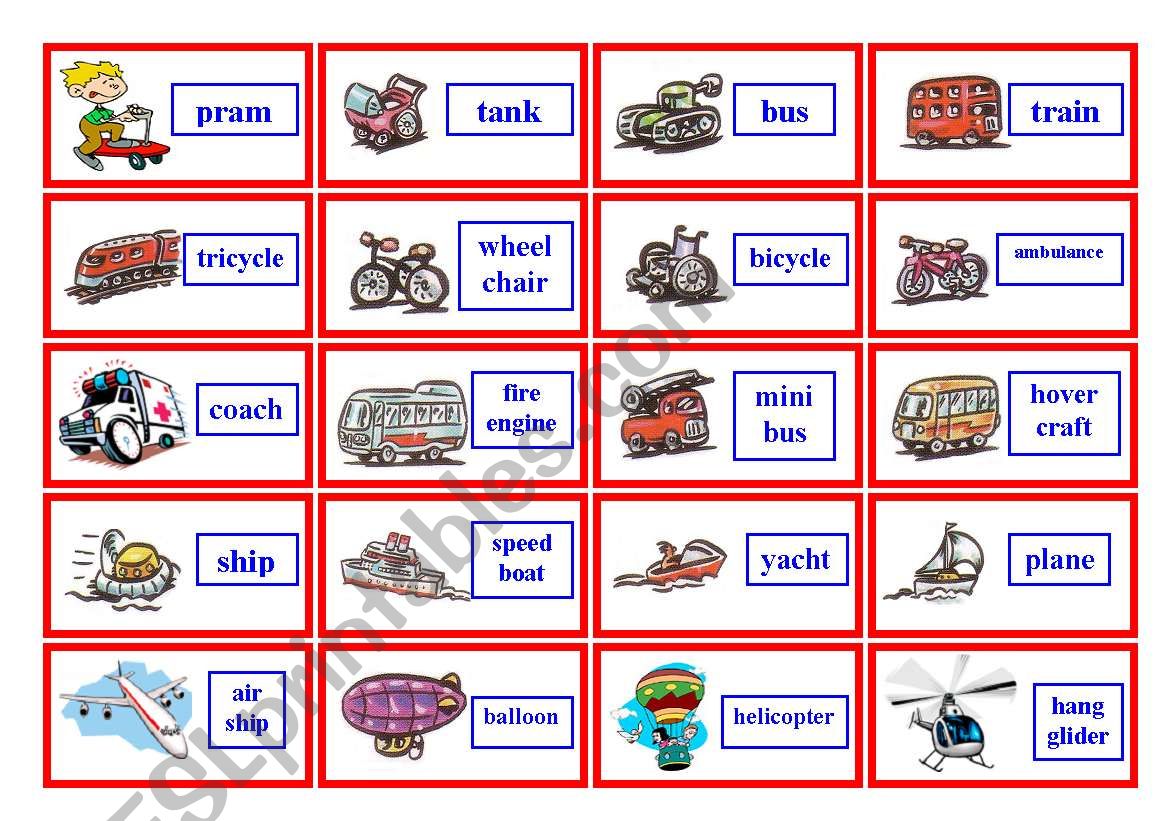 Transportation Bingo ( 1 of 3 )