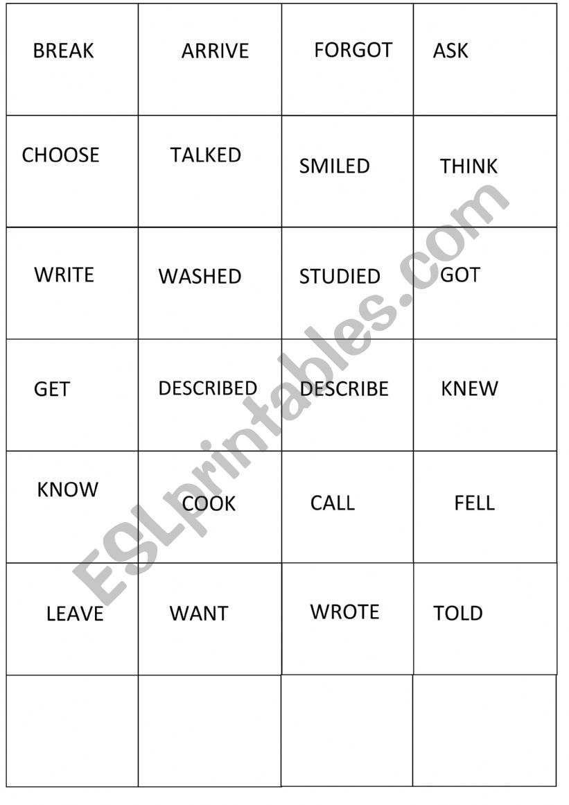 Domino - Past simple Verbs  worksheet