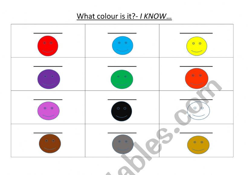 Colours worksheet