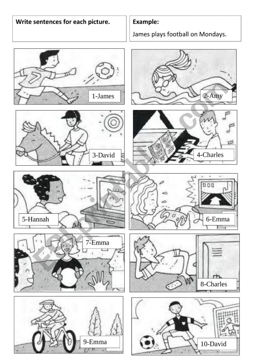 English-Write simple sentences of past activity/free time