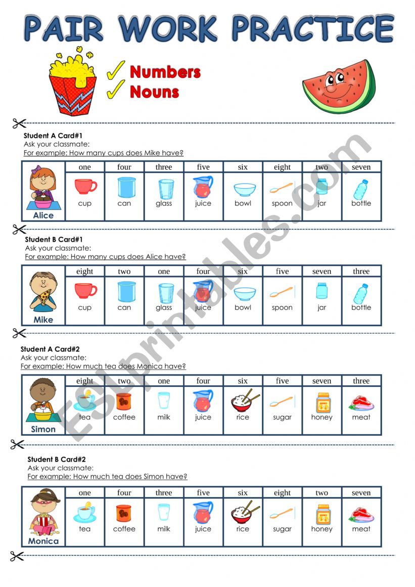 Practice using numbers and nouns