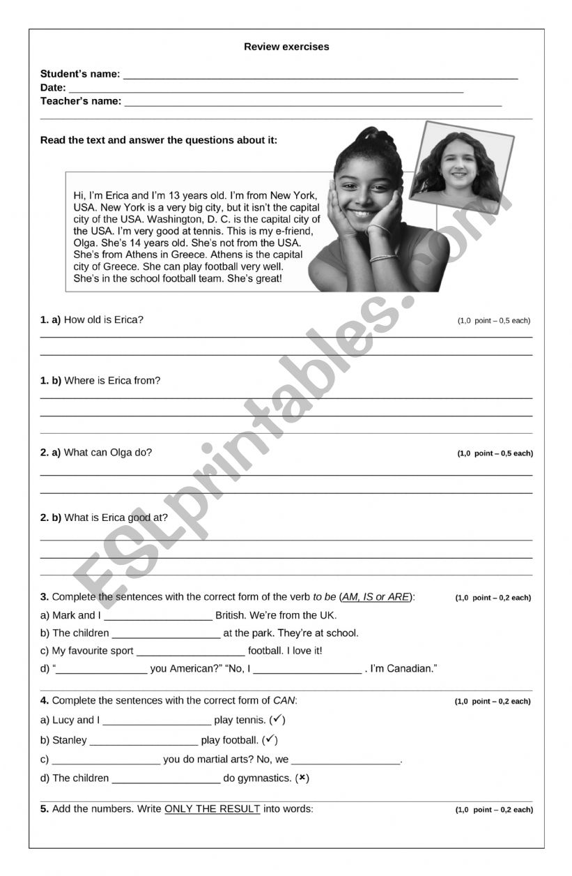 English review worksheet