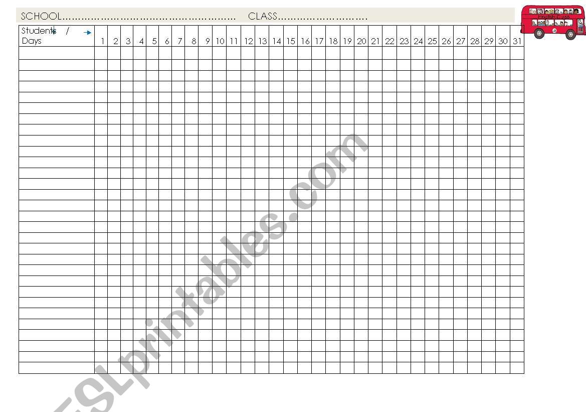 Attendancy Chart worksheet