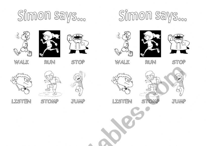 Simon says picture dictionary worksheet