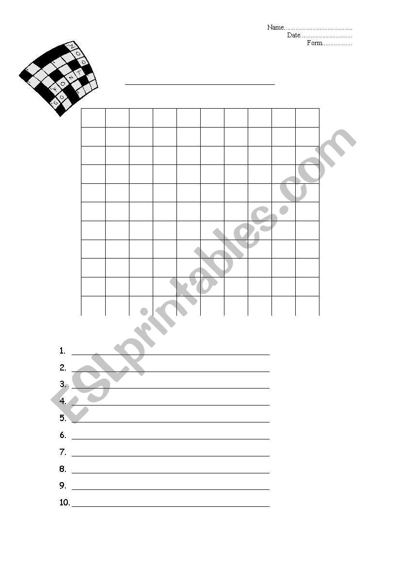 Blank Word Search worksheet