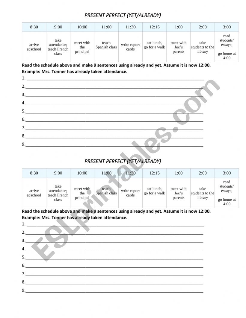 Present Perfect worksheet