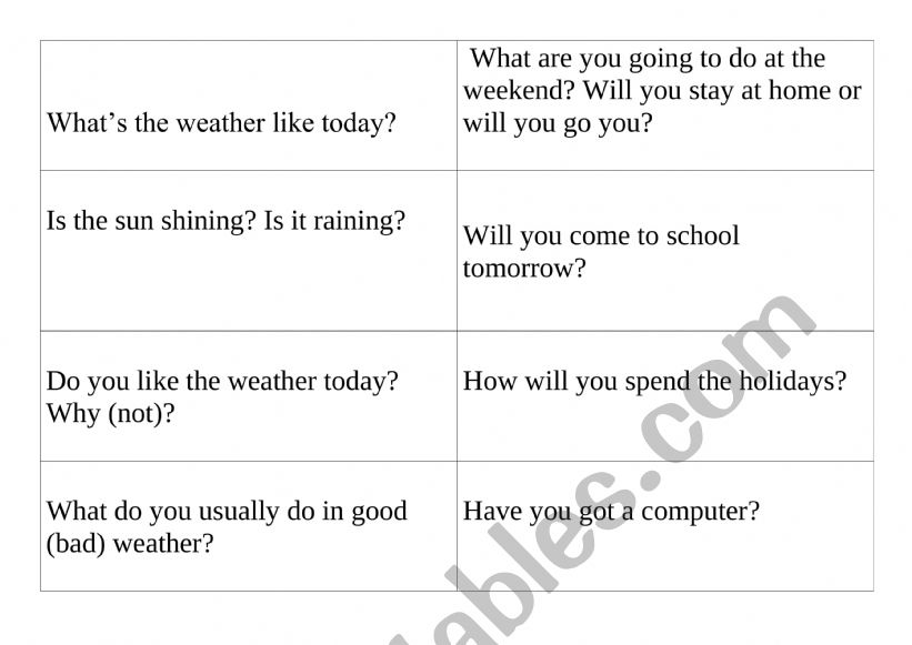 questions revision worksheet