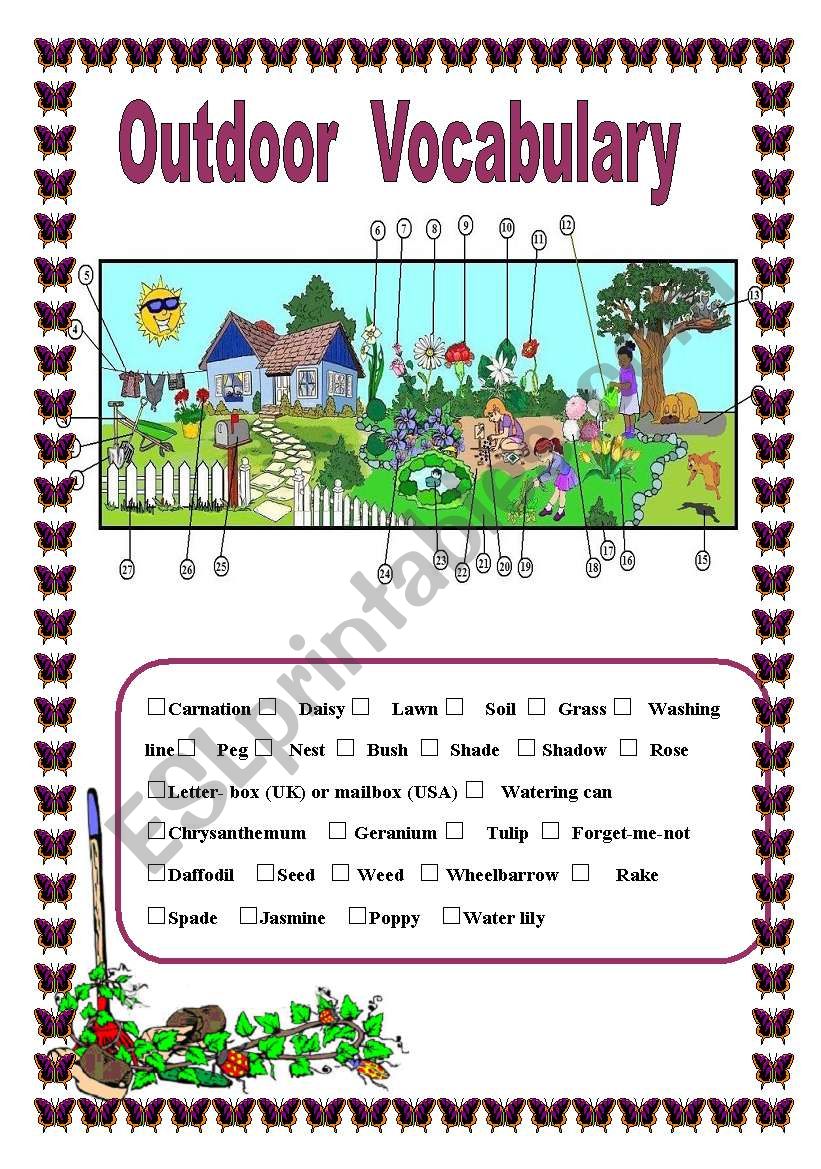 Outdoor vocabulary worksheet