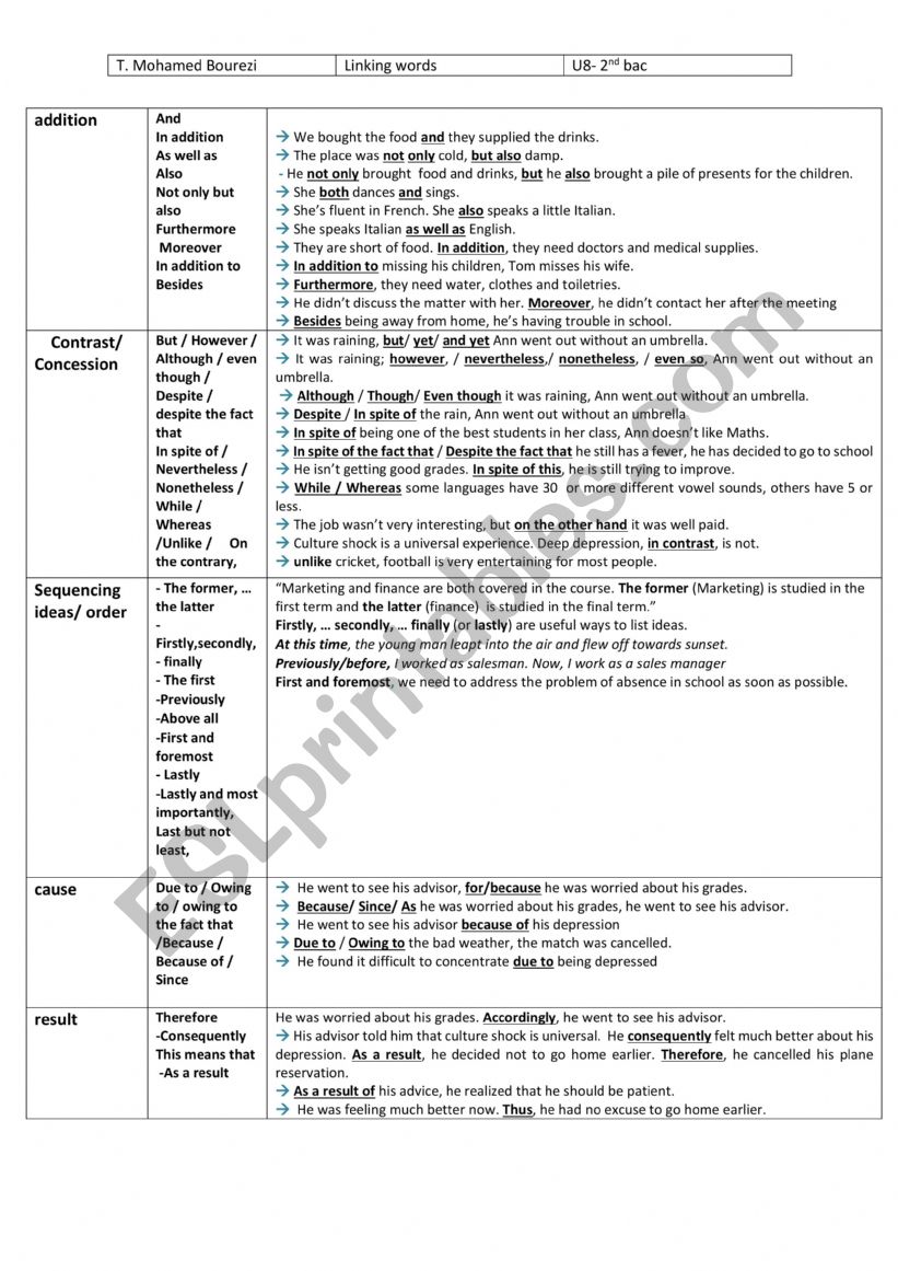 connectors worksheet